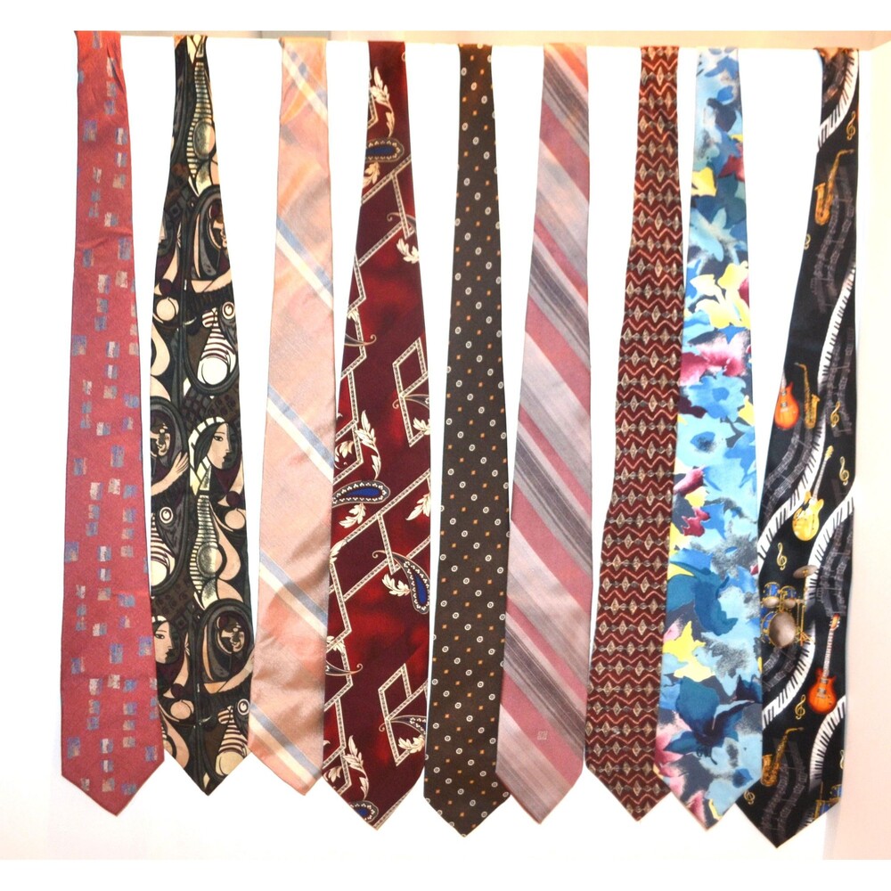 Vintage Mens Ties Nine Designer Collection Preppy to Rock Star